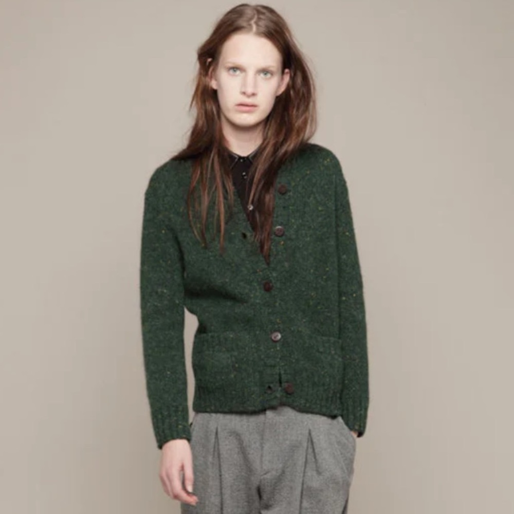 Boy by Band of Outsiders Tweed Green Cardigan Sweater Wool Alpaca Blend sz US 4